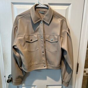 Tahari Beige Leather Jacket for Women